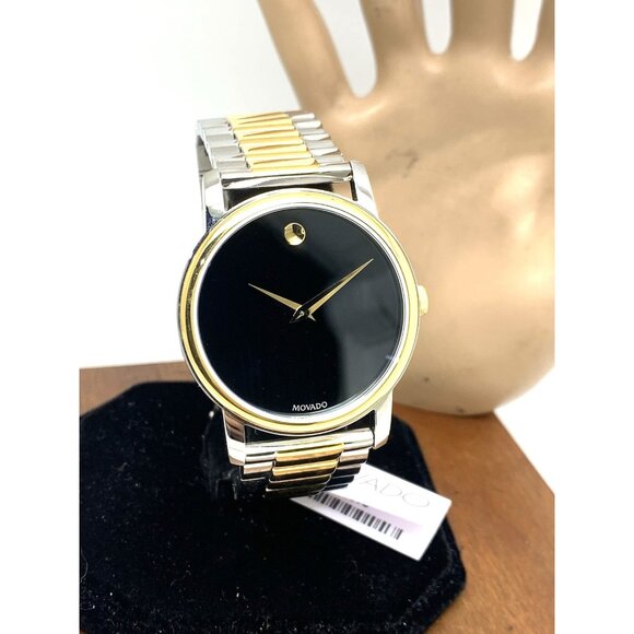 Movado Men's Watch 2100016 Museum Black Dial Swiss Quartz Two Tone Steel 39mm - Picture 1 of 14